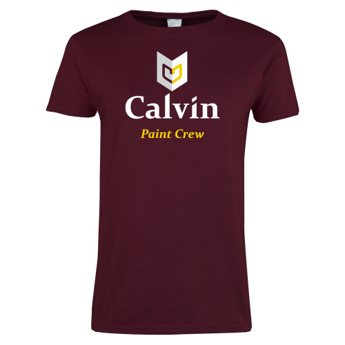  Womens Maroon Short Sleeve Tee - Paint Crew