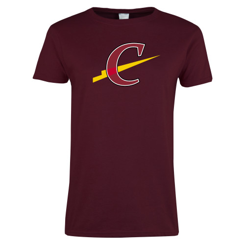  Womens Maroon Short Sleeve Tee - Athletic C