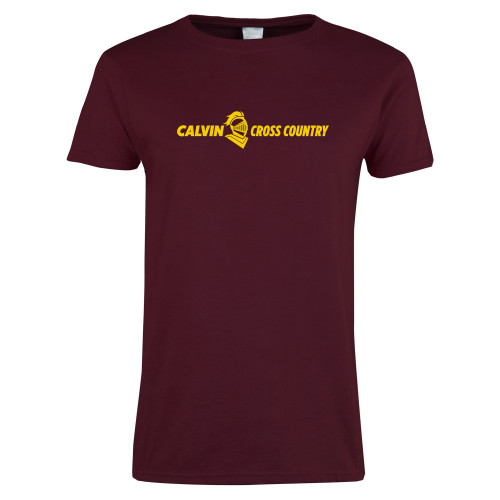  Womens Maroon Short Sleeve Tee - Cross Country Horizontal