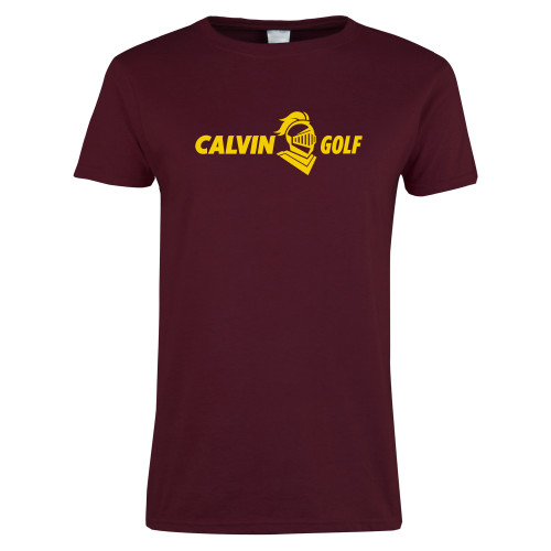  Womens Maroon Short Sleeve Tee - Golf Horizontal