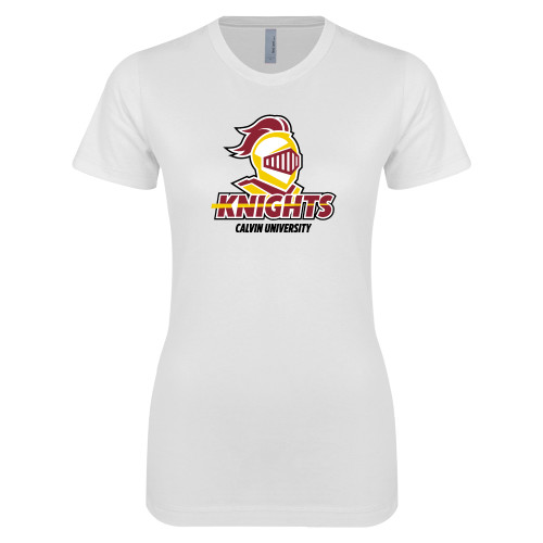  Next Level Womens White Boyfriend Tee - Knights with University