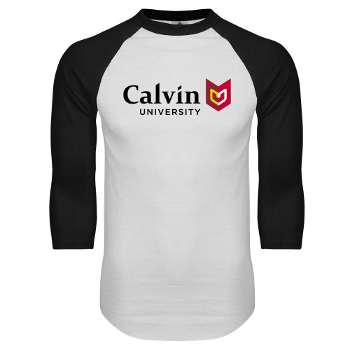  White/Black Raglan Baseball T Shirt - University Logo Horizontal