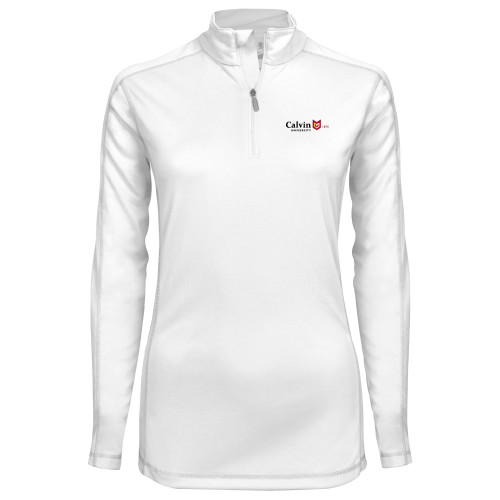  Syntrel Womens White Interlock 1/4 Zip - University Logo 1876 Horizontal