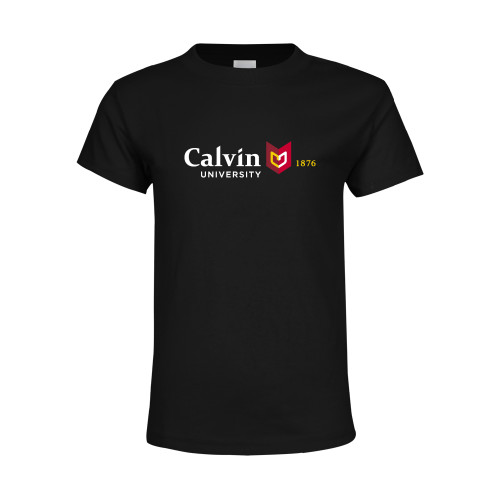  Youth Black T Shirt - University Logo 1876 Horizontal