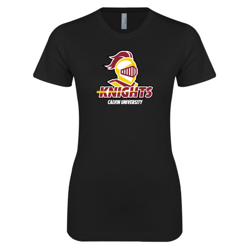  Next Level Womens Black Boyfriend Tee - Knights with University