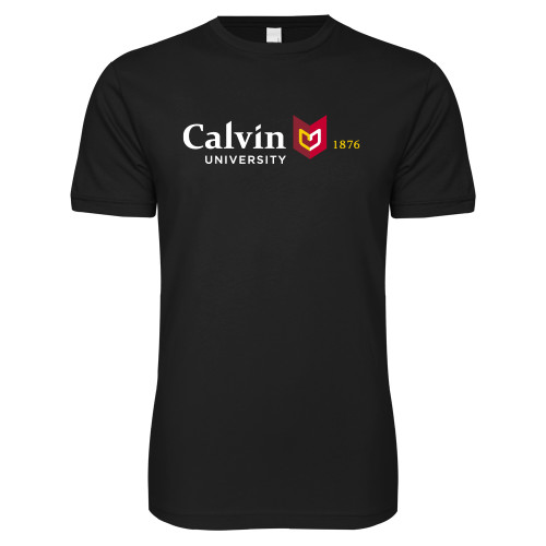 Next Level Black SoftStyle T Shirt - University Logo 1876 Horizontal