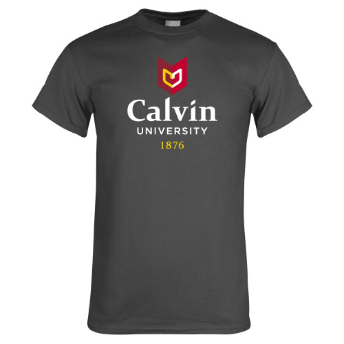  Charcoal T Shirt - University Logo 1876 Vertical