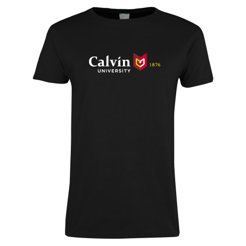  Womens Black Short Sleeve Tee - University Logo 1876 Horizontal