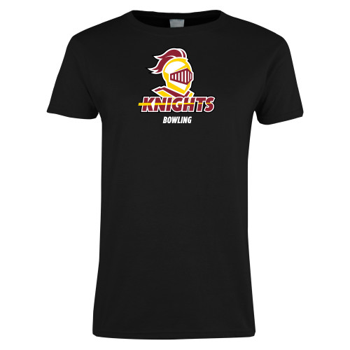  Womens Black Short Sleeve Tee - Calvins Bowling Stacked