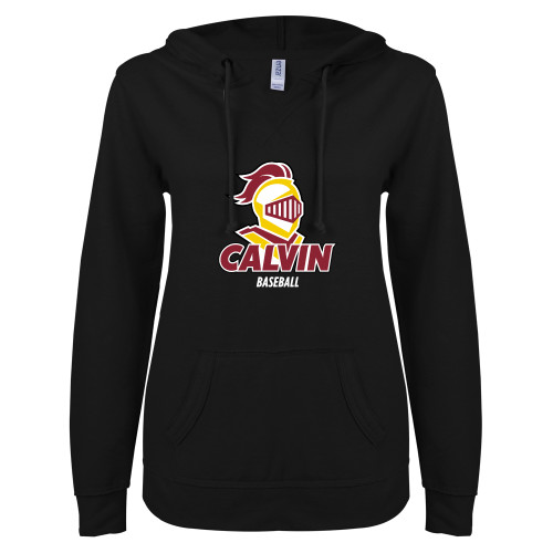 Main Image for  ENZA Womens Black V Notch Raw Edge Fleece Hoodie