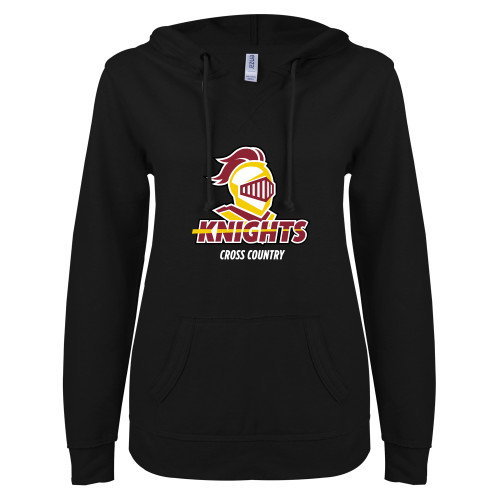 Main Image for  ENZA Womens Black V Notch Raw Edge Fleece Hoodie