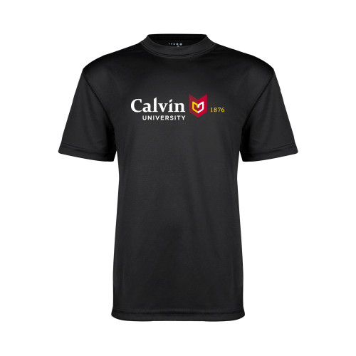  Youth Performance Black Tee - University Logo 1876 Horizontal