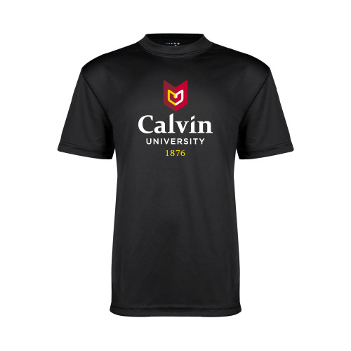  Youth Performance Black Tee - University Logo 1876 Vertical