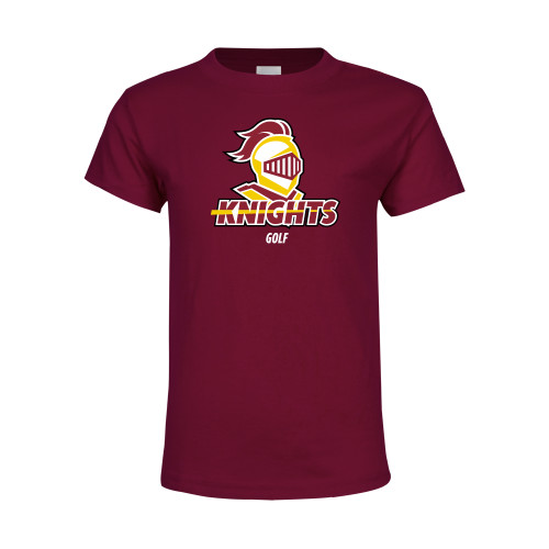  Youth Maroon T Shirt - Golf Stacked