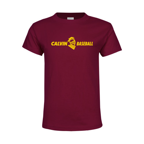  Youth Maroon T Shirt - Baseball Horizontal