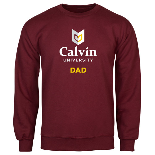  Maroon Fleece Crew - Dad University Logo Vertical