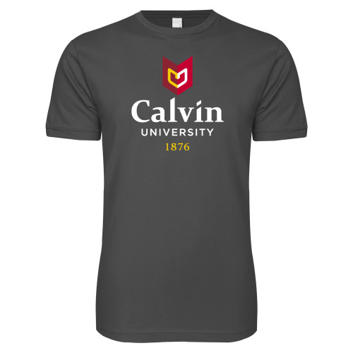 Next Level Charcoal SoftStyle T Shirt - University Logo 1876 Vertical