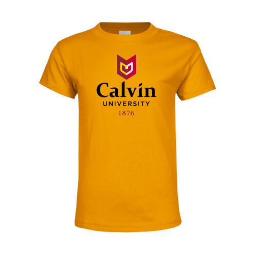  Youth Gold T-Shirt - University Logo 1876 Vertical