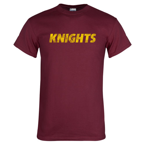  Maroon T Shirt - Knights Wordmark Distressed
