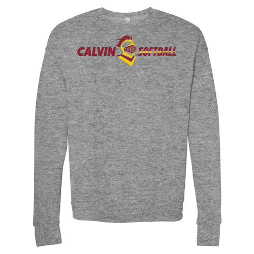  Bella + Canvas Heather Grey Fleece Crew - Softball Horizontal