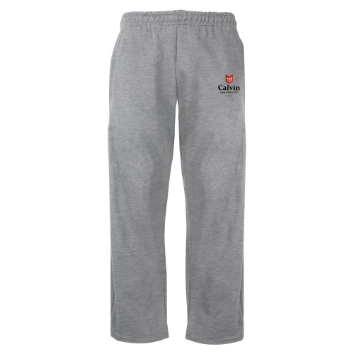  Grey Fleece Open Bottom Pant - University Logo 1876 Vertical