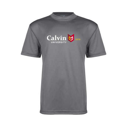  Youth Performance Grey Concrete Tee - University Logo 1876 Horizontal