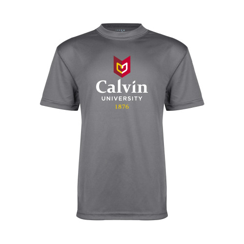 Youth Performance Grey Concrete Tee - University Logo 1876 Vertical