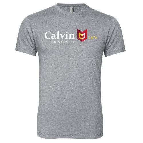  Next Level Heather Grey Triblend Tee - University Logo 1876 Horizontal