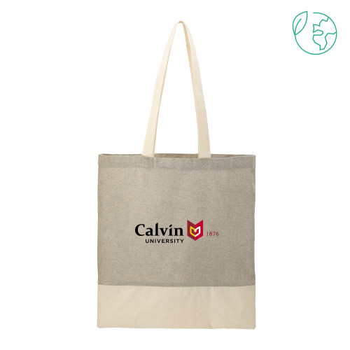  Split Recycled Grey Cotton Twill Convention Tote - University Logo 1876 Horizontal
