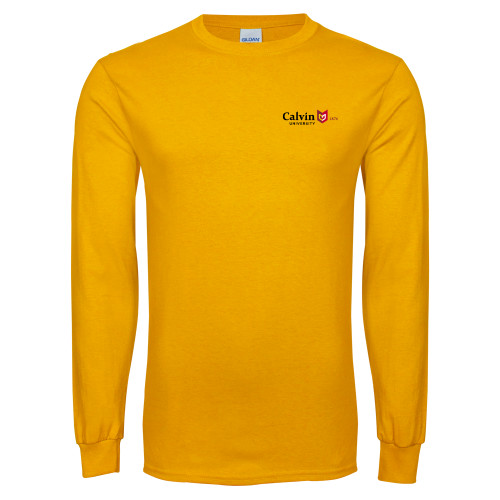  Gold Long Sleeve T Shirt - University Logo 1876 Horizontal