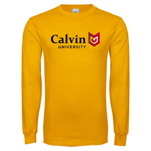  Gold Long Sleeve T Shirt - University Logo Horizontal
