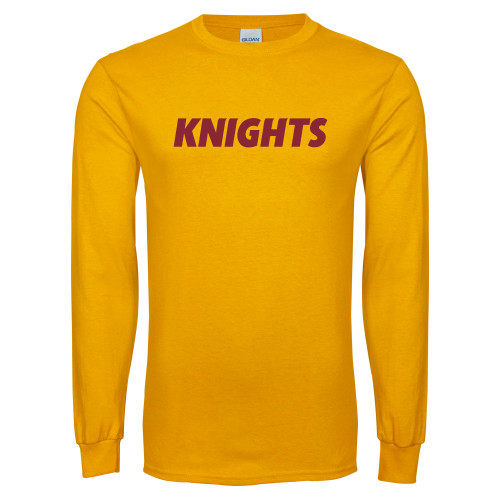 Gold Long Sleeve T Shirt - Knights Wordmark