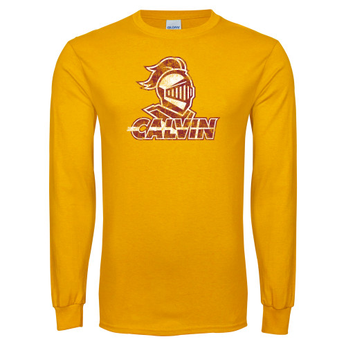  Gold Long Sleeve T Shirt - Knight Calvin Distressed