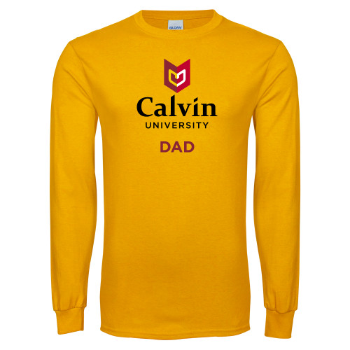  Gold Long Sleeve T Shirt - Dad University Logo Vertical