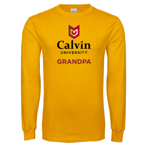 Gold Long Sleeve T Shirt - Grandpa University Logo Vertical