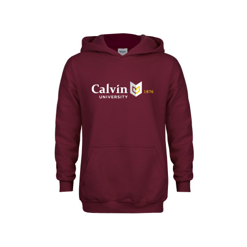  Youth Maroon Fleece Hoodie - University Logo 1876 Horizontal