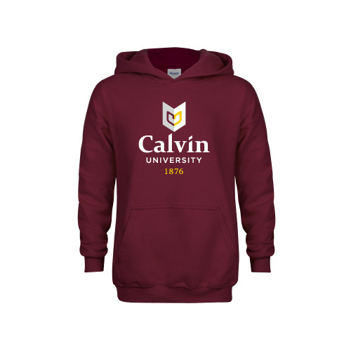  Youth Maroon Fleece Hoodie - University Logo 1876 Vertical