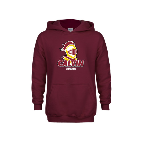  Youth Maroon Fleece Hoodie - Baseball Stacked