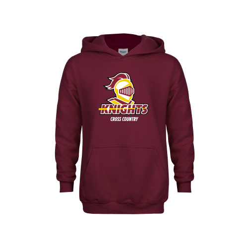  Youth Maroon Fleece Hoodie - Cross Country Stacked
