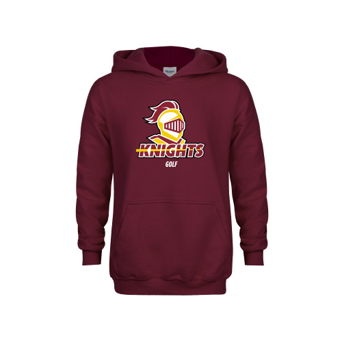  Youth Maroon Fleece Hoodie - Golf Stacked