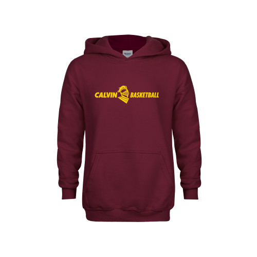  Youth Maroon Fleece Hoodie - Basketball Horizontal
