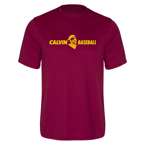  Maroon Performance Tee - Baseball Horizontal