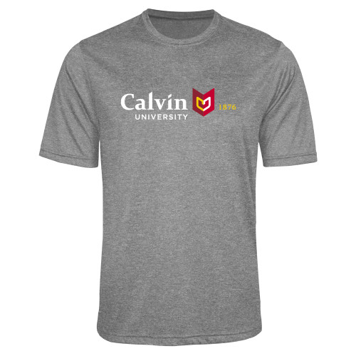  Grey Heather Performance Contender Tee - University Logo 1876 Horizontal