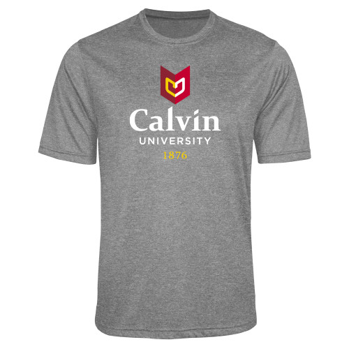  Grey Heather Performance Contender Tee - University Logo 1876 Vertical