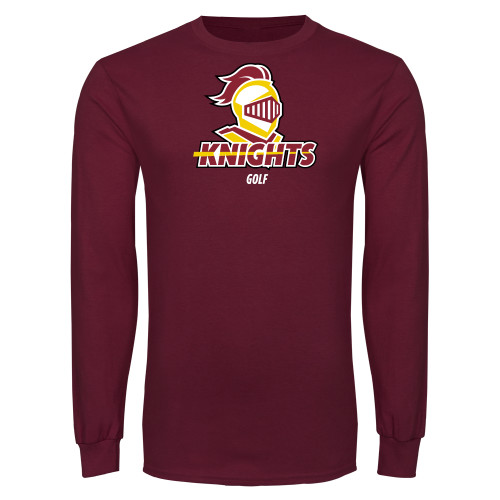  Maroon Long Sleeve T Shirt - Golf Stacked