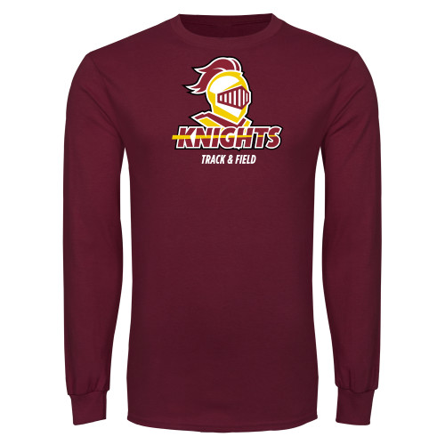  Maroon Long Sleeve T Shirt - Track and Field Stacked