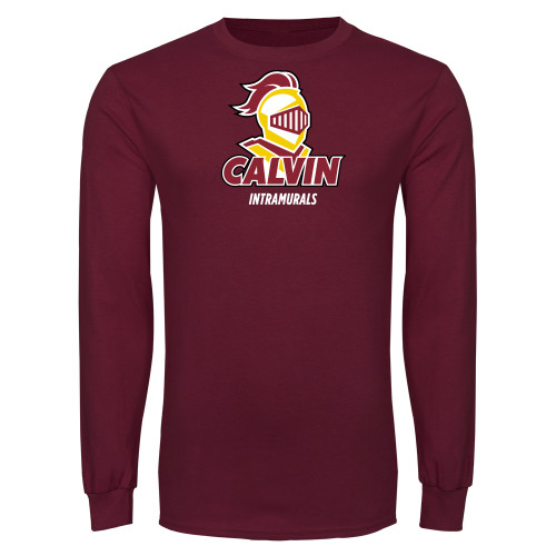 Maroon Long Sleeve T Shirt - Intramurals Stacked
