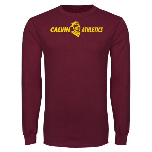  Maroon Long Sleeve T Shirt - Athletics Horizontal