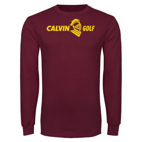  Maroon Long Sleeve T Shirt - Golf Horizontal