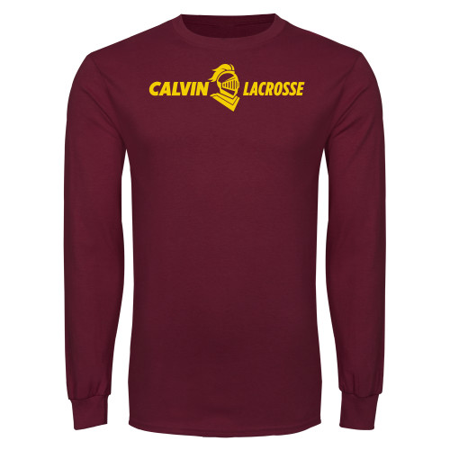  Maroon Long Sleeve T Shirt - Lacrosse Horizontal